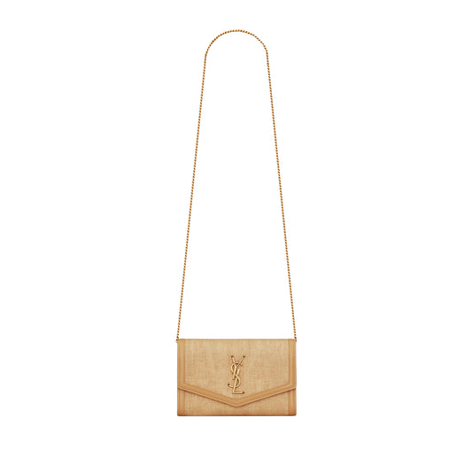 Y*L uptown chain wallet in micro raffia 6077882uf1w9985 (19*12*3cm)