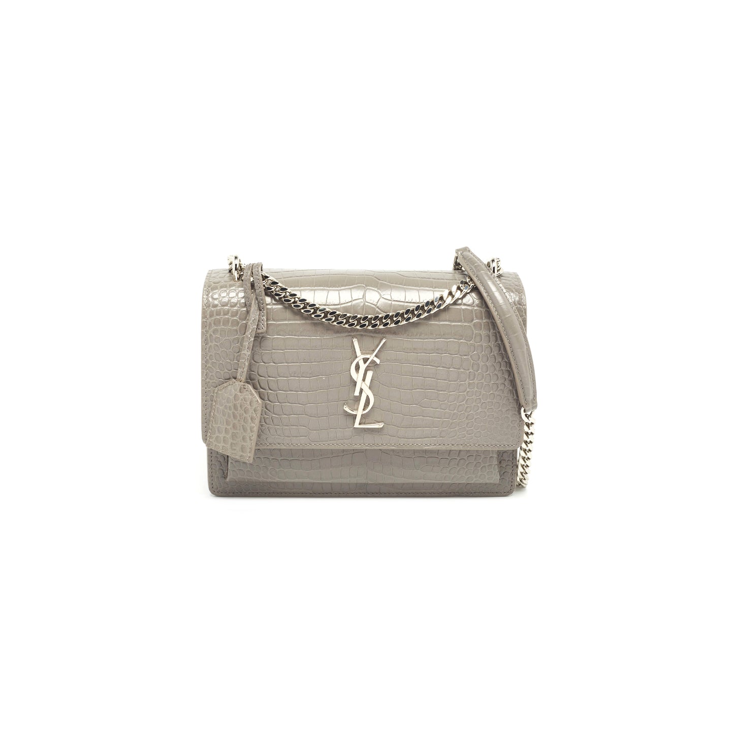 Y*L sunset medium chain bag in crocodile-embossed shiny leather 442906dnd0e1424 (22*16*6.5cm)
