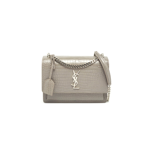 Y*L sunset medium chain bag in crocodile-embossed shiny leather 442906dnd0e1424 (22*16*6.5cm)