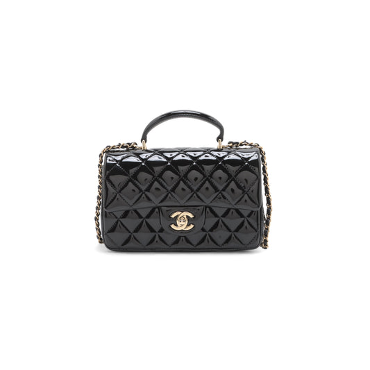 Ch*el mini classic handbag with top handle as2431 (20*12*6cm)