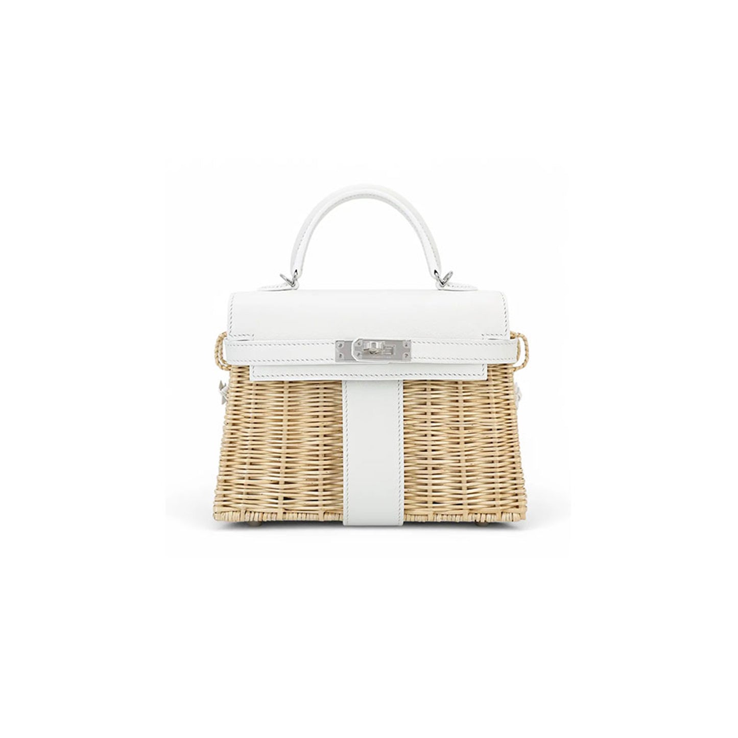 H**mes master mini picnic kelly 20 white swift palladium hardware (20*14*8cm)