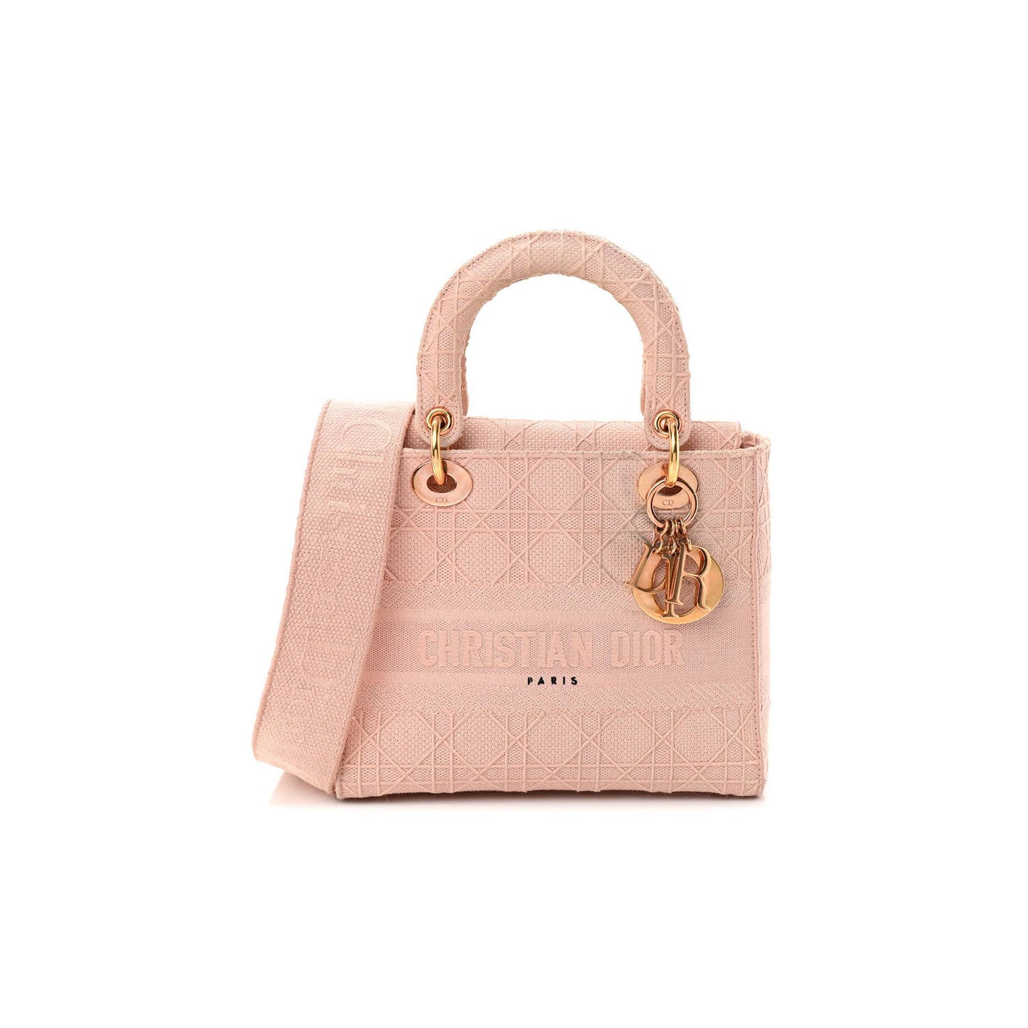 D*or canvas embroidered cannage medium lady d-lite pink (23*20*11.4cm)