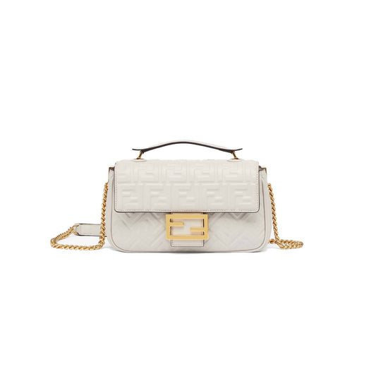 F**di baguette chain midi - light gray leather bag 8br793ah9cf1bz0 (24*14.5*7cm)