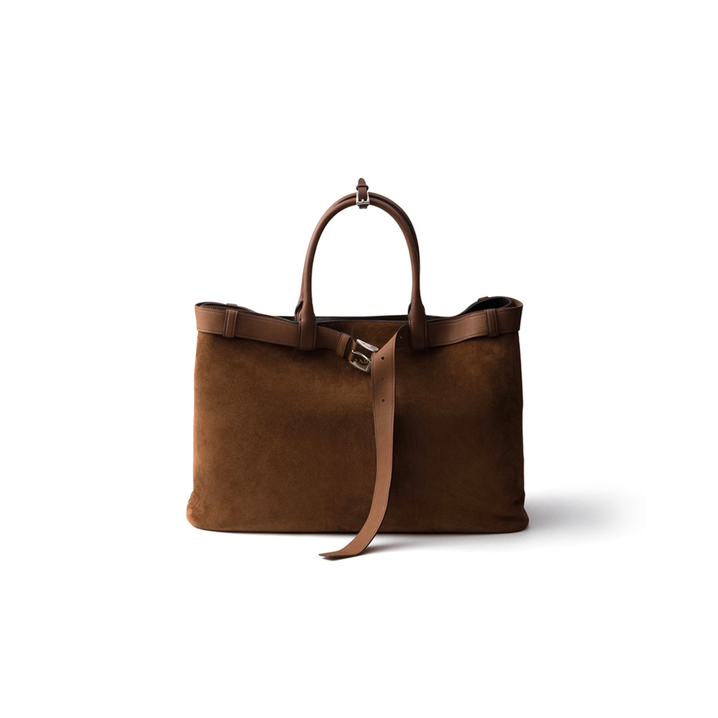 Pra*a buckle embellished suede leather handbag 2vg126 (48*34*18cm)