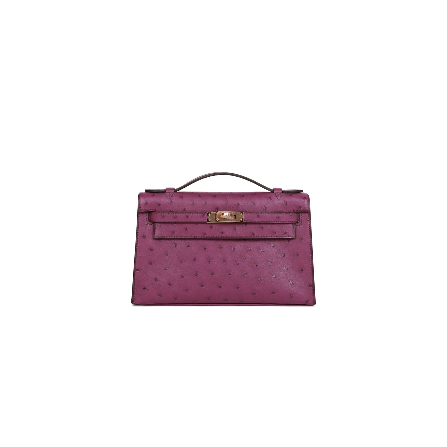 H**mes kelly pochette anemone ostrich permabrass hardware (22*12*13cm)