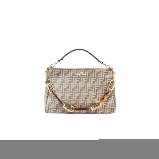 F**di o’lock zipper - dove gray tapestry fabric bag 8br805alfvf1iqu (36*23.5*14cm)
