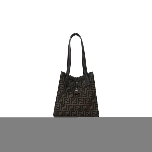 F**di fabric jacquard vitello grace ff 1974 medium F**di origami tobacco moro ebano (27*26*15cm)