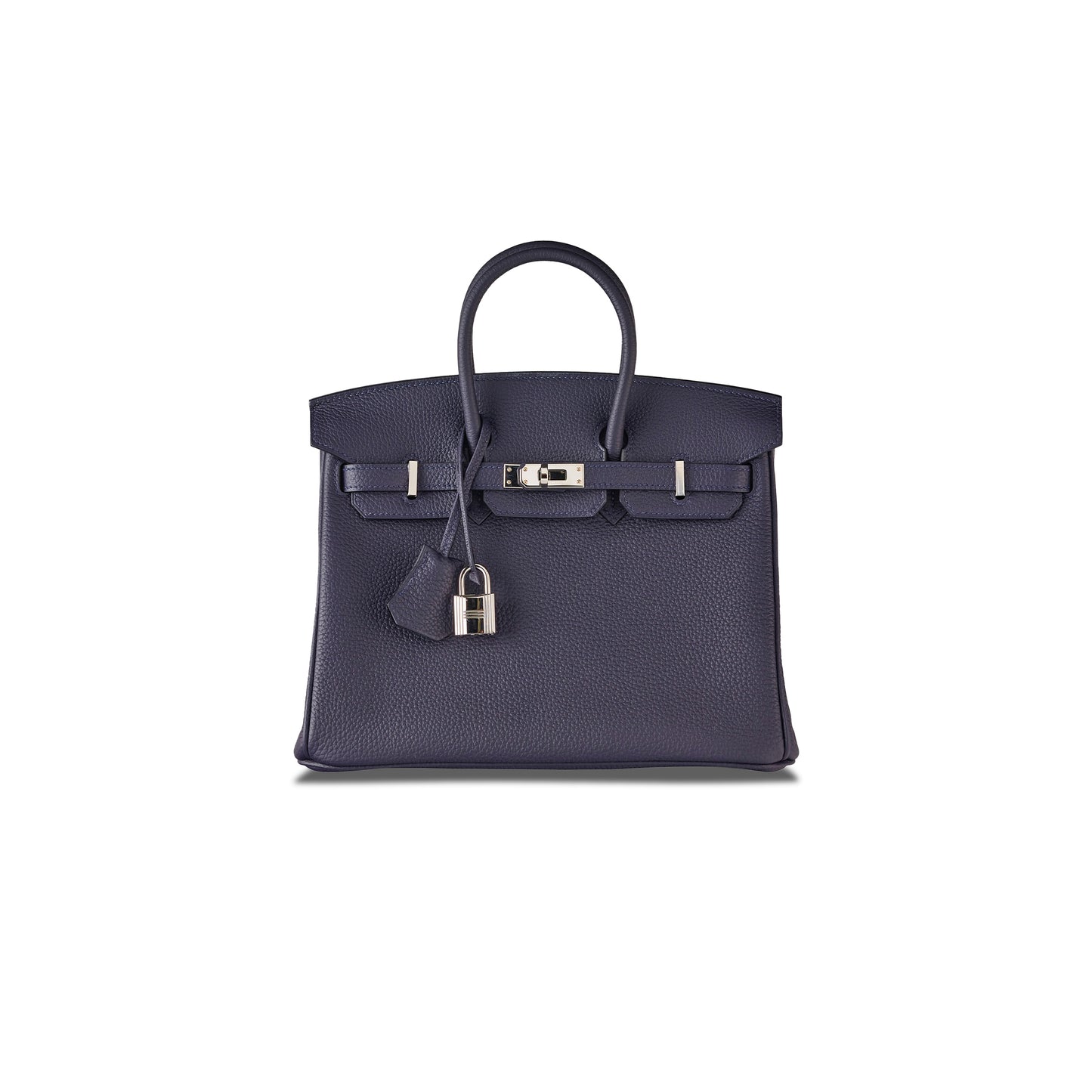 H**mes birkin 30 togo leather midnight blue poppy orange silver buckle bag 454074 (30*23*15cm)