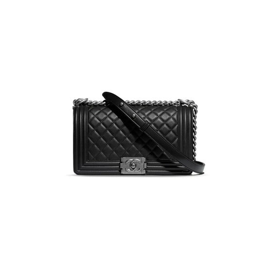 Ch*el master lambskin quilted medium boy flap silver hardware a67086 (25*15*9cm)