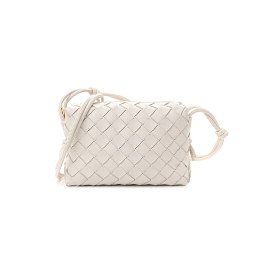 bo*te*ga Ve*ne*ta nappa intrecciato mini loop camera bag white (18*11*6cm)