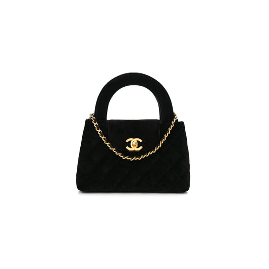 Ch*el velvet quilted nano kelly shopper black 1584991 (19*13*7cm)