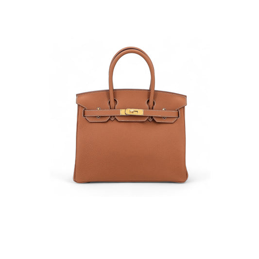 h**mes birkin 30 togo leather G01den brown gold buckle bag 5375750663 (30*23*15cm)