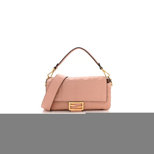 F**di nappa ff 1974 embossed baguette rosa bourbon (27*15*6cm)