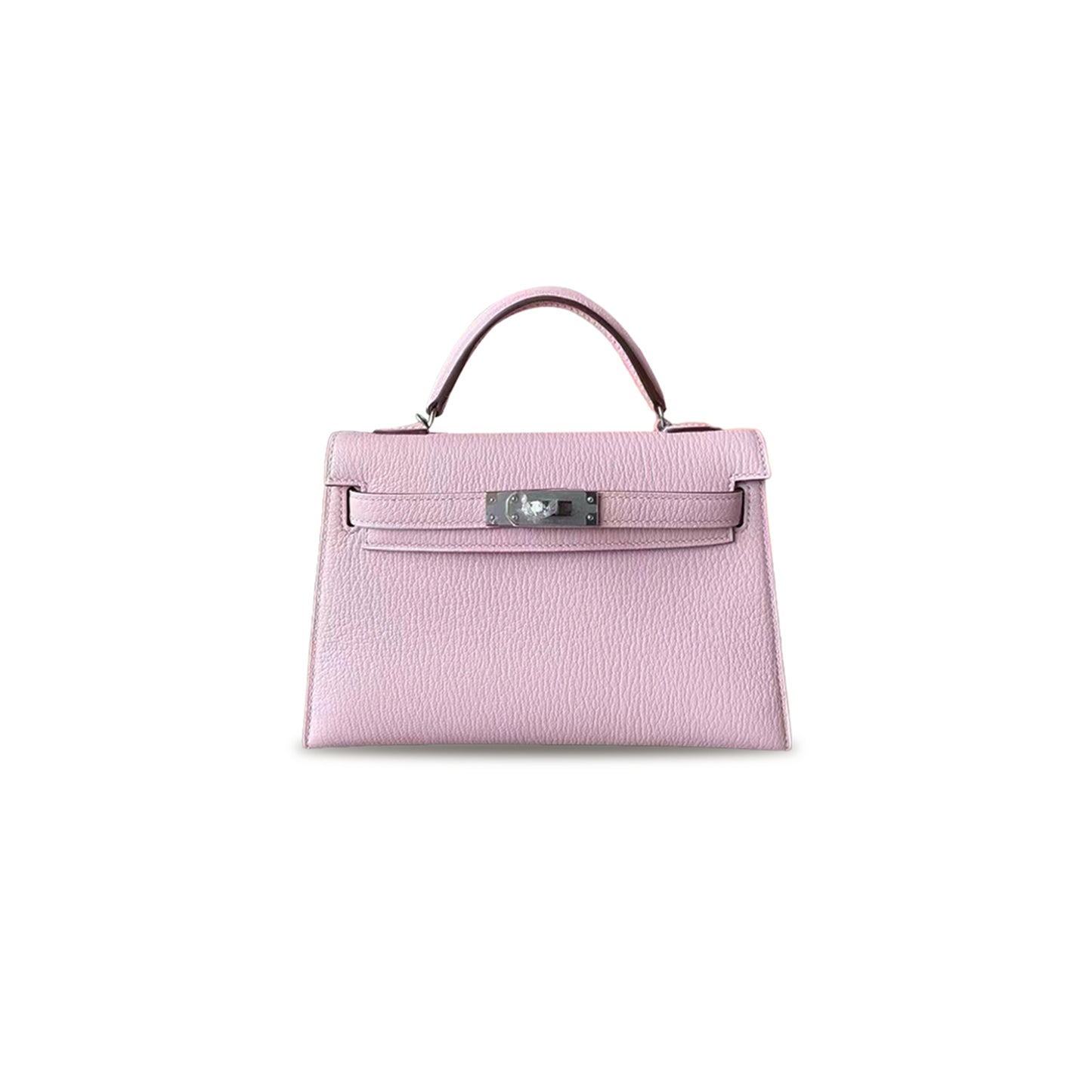 H**mes master mini kelly ii togo cherry blossom pink silver buckle hardware (19*12*5.5cm)