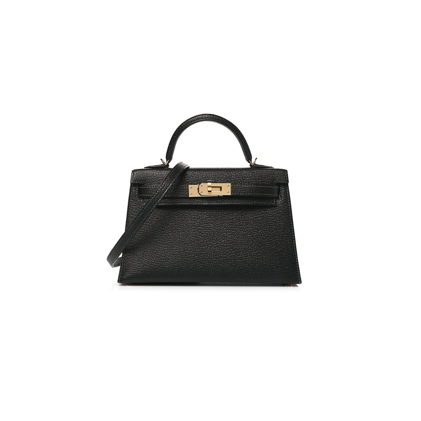 H**mes chevre mysore horseshoe mini kelly ii sellier black rose mexico (19*12*5.5cm)