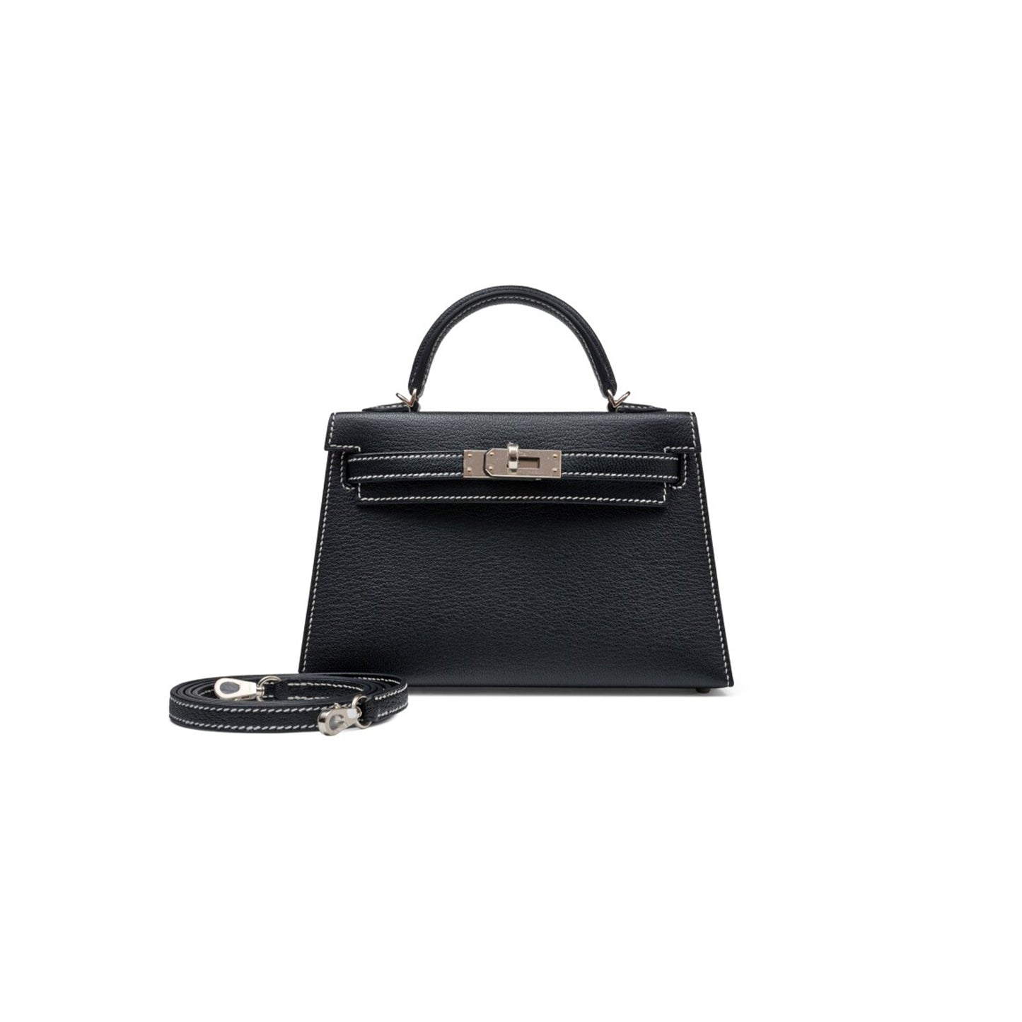 H**mes black and rouge de coeur bi-color chÈvre mysore mini kelly ii palladium hardware (19*12*5.5cm)