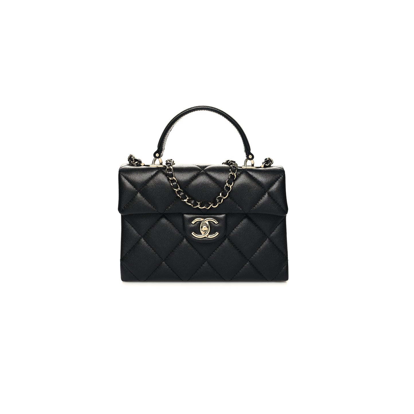 Ch*el master caviar quilted retro twist top handle flap black (21*16*9.5cm)