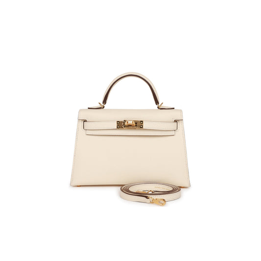 H**mes mini kelly sellier 20 nata epsom gold hardware (19*12*5.5cm)