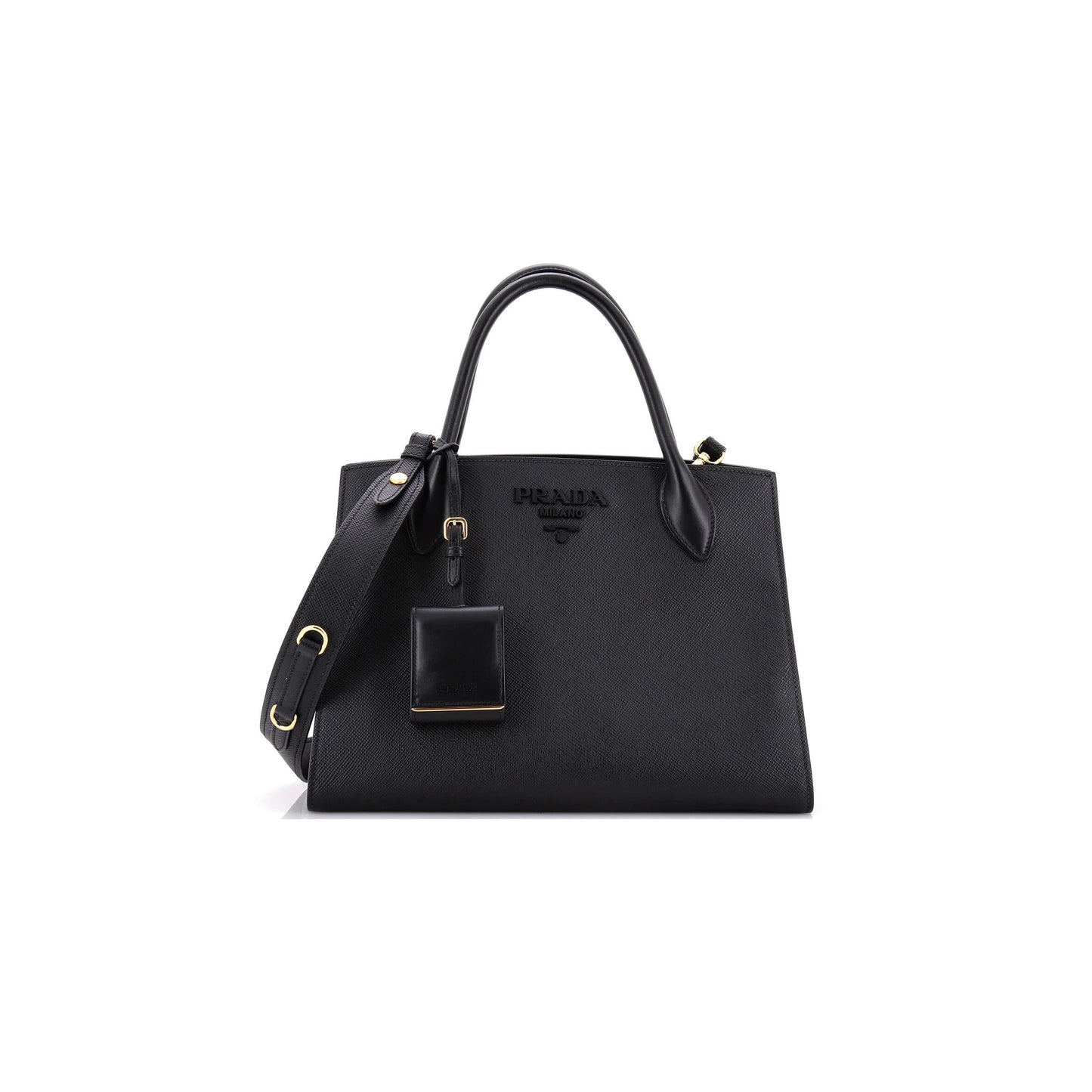 Pra*a monochrome tote saffiano with city calf medium 1ba155 (33*24.5*15cm)