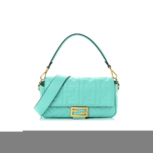 F**di nappa ff 1974 embossed baguette spring turquoise (27*15*5cm)