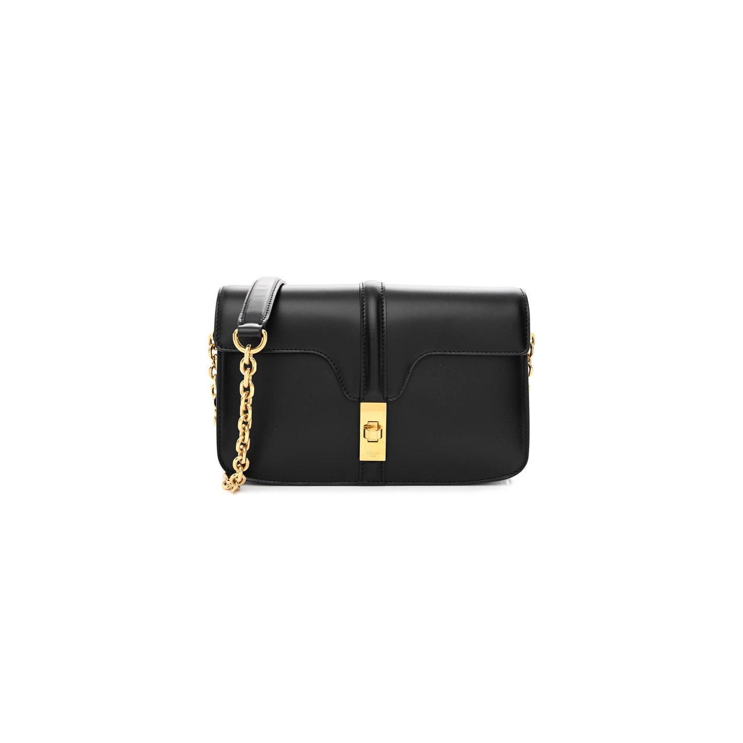 Ce**e satinated calfskin 16 chain bag black (23*14*7cm)