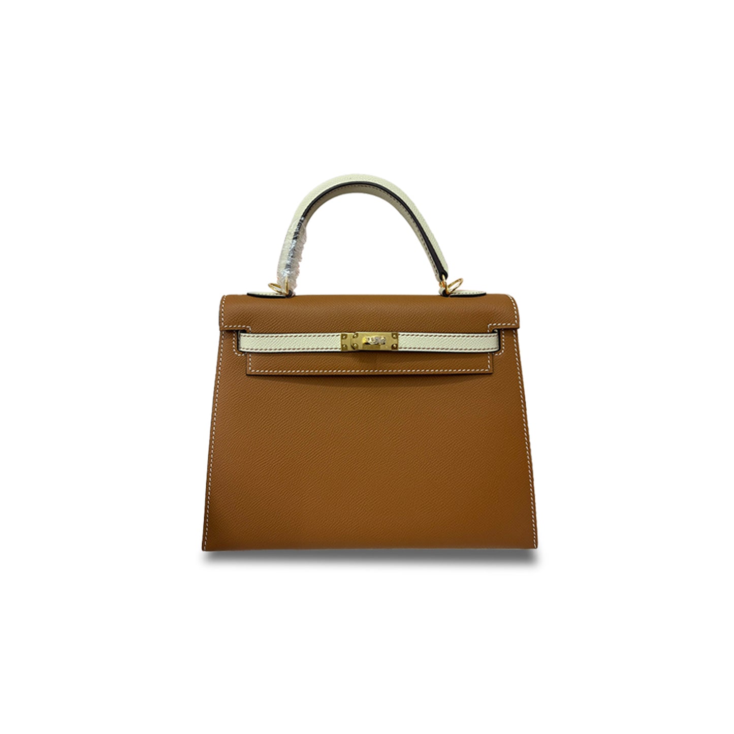 h**mes kelly 25 epsom G01den brown milkshake platinum buckle (25*17*7cm)
