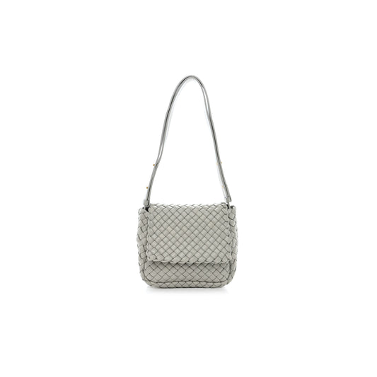 bo*te*ga Ve*ne*ta nappa intreccio mini cobble shoulder bag agate grey (19*18*9cm)