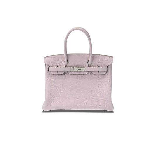 H**mes master barkin 30 togo leather pink silver buckle bag 550321 (30*23*15cm)