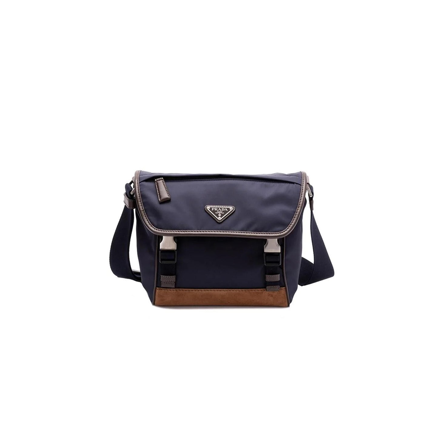 Pra*a medium re-nylon and suede shoulder bag 2vd066 (20*19*10cm)