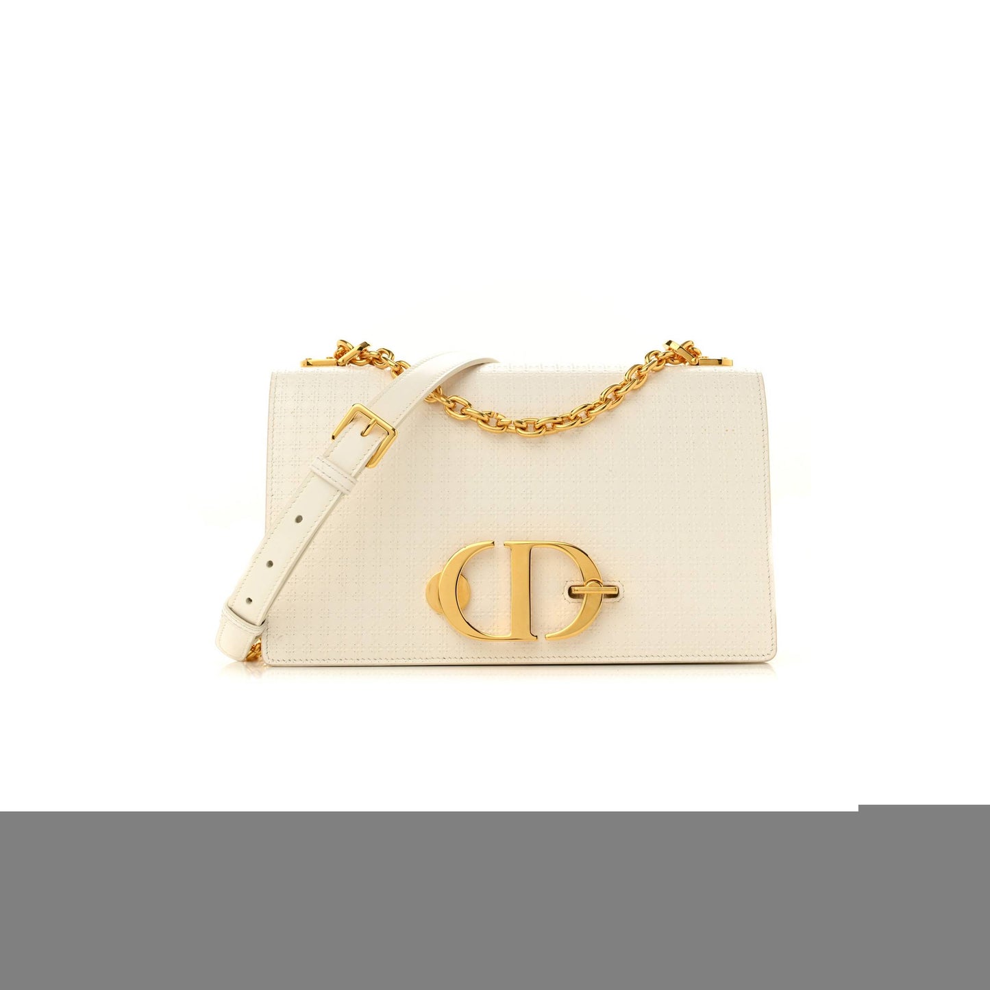 D*or patent micro-cannage 30 montaigne chain flap bag white (25*15*8.3cm)