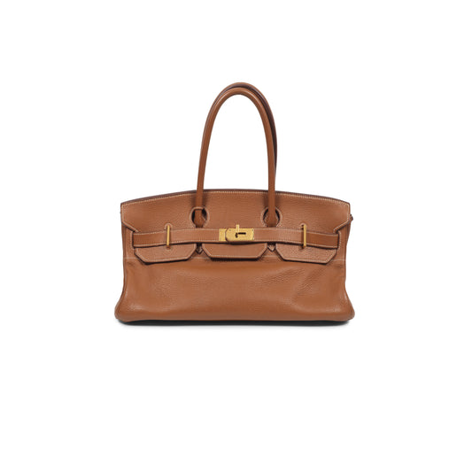 h**mes shoulder birkin 42 togo G01den brown leather gold buckle bag 116571 (42*21*16cm)