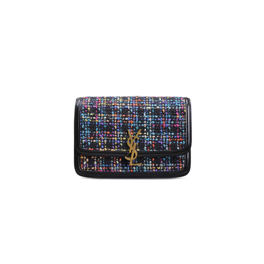 Y*L solferino medium satchel woven wool shoulder bag in nero&multicolor 634305245521 (23*16*6cm)