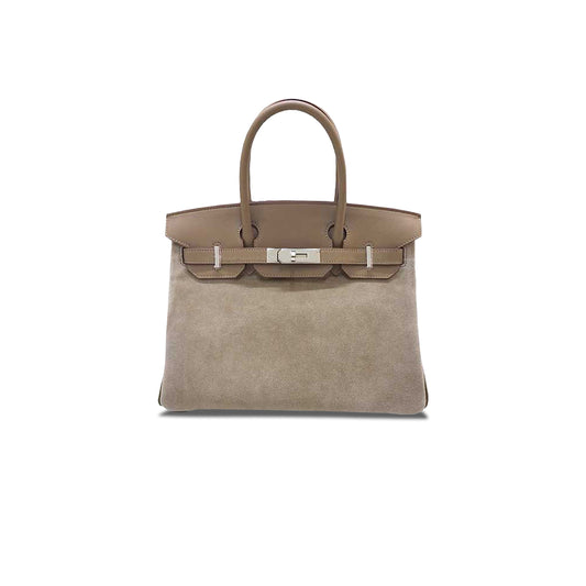 H**mes birkin 30 18 elephant grey etoupe togo calfskin gold buckle 0540240685 (30*23*15cm)
