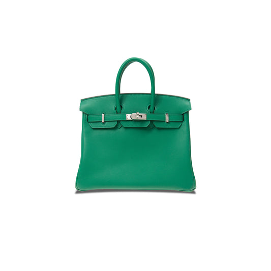 H**mes birkin 25 swift leather velvet green silver buckle h049362ck17 (25*20*13cm)