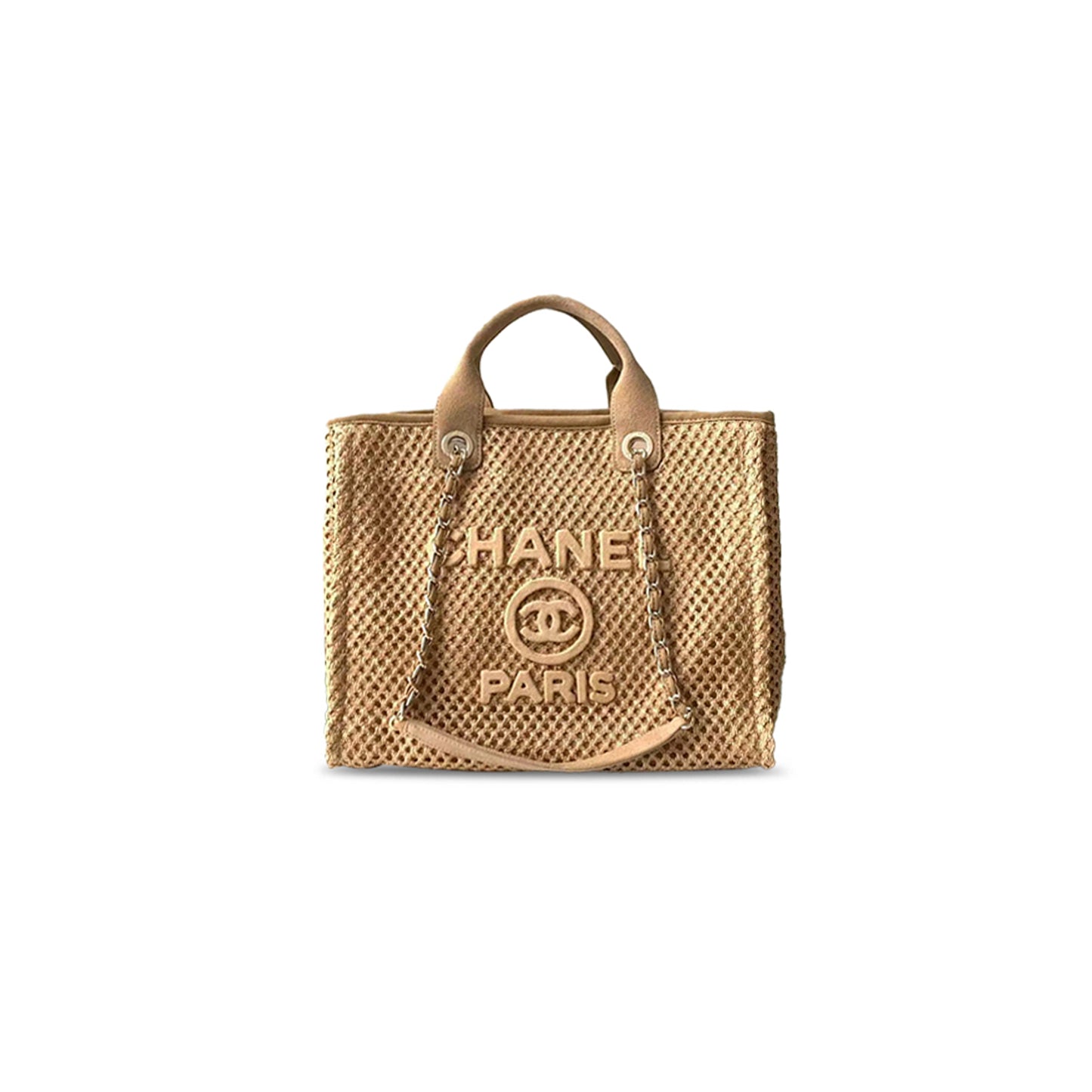Ch*el beige mixed fibers large deauville tote as66941 (38*28*20cm)