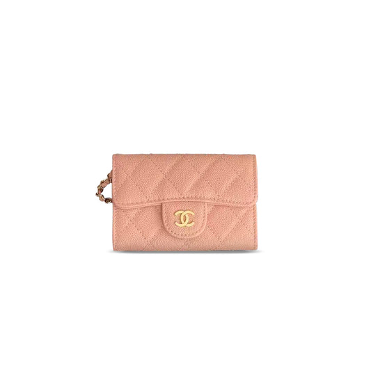 Ch*el classic flap card holder on chain a81081 03 (11*7cm)