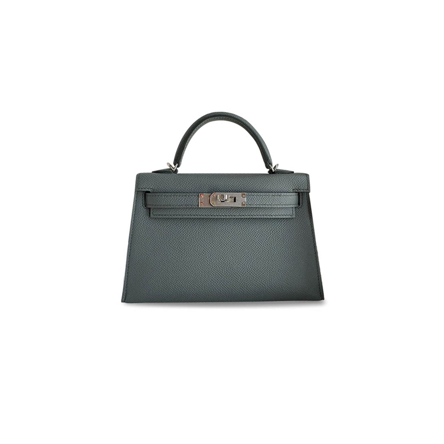 H**mes master mini kelly ii epsom almond green silver buckle (19*12*5.5cm)