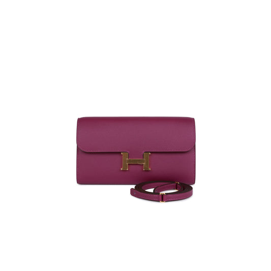 H**mes constance wallet to go anemone evercolor gold hardware (22*11cm)