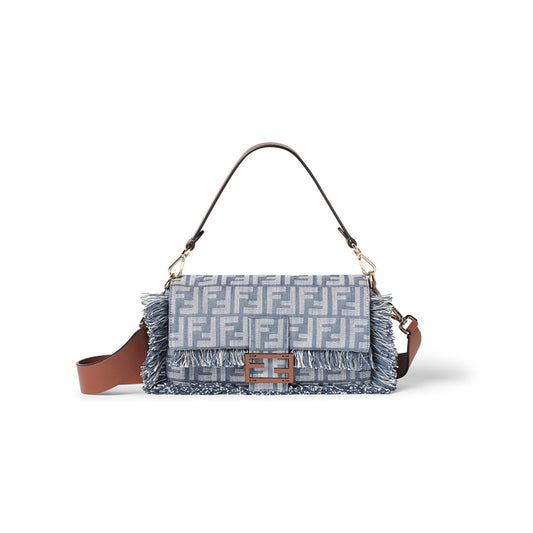 F**di baguette blue denim effect ff jacquard bag 8br600aut4f1sxq (27*15*6cm)