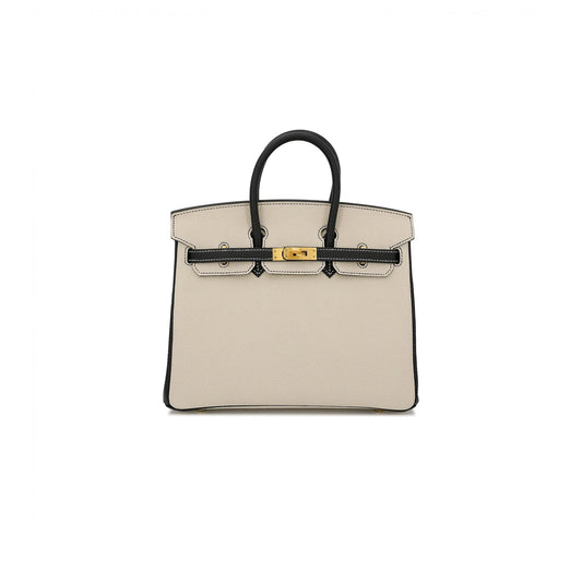 H**mes birkin 30 epsom sellier milkshake white and black silver buckle h028368ck5z (30*23*15cm)