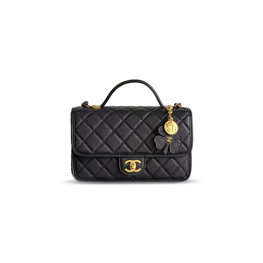 Ch*el flap bag with top handle as3653 (25*16.5*8.5cm)