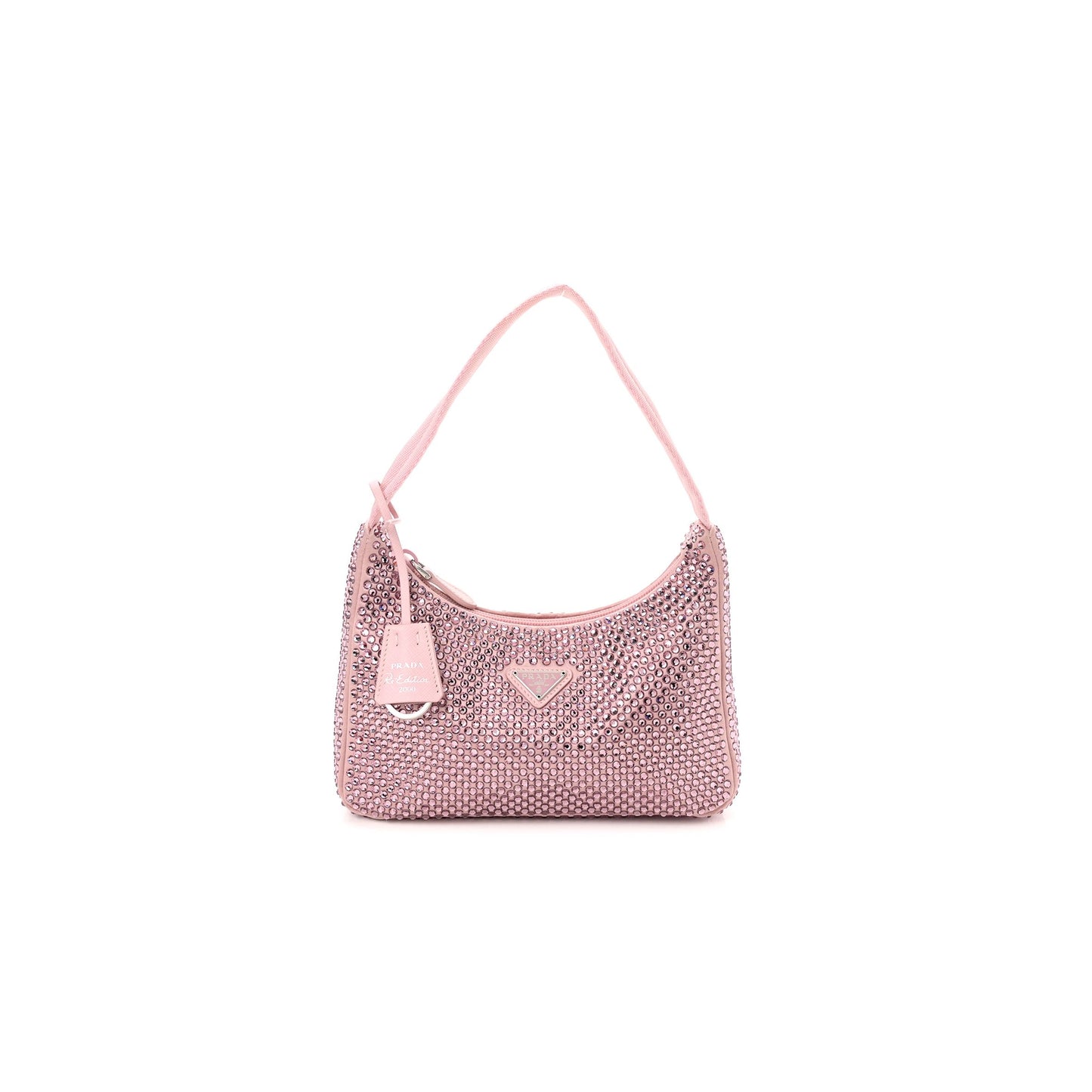 Pra*a satin crystal mini re-edition 2000 bag alabastro (23*17*6cm)