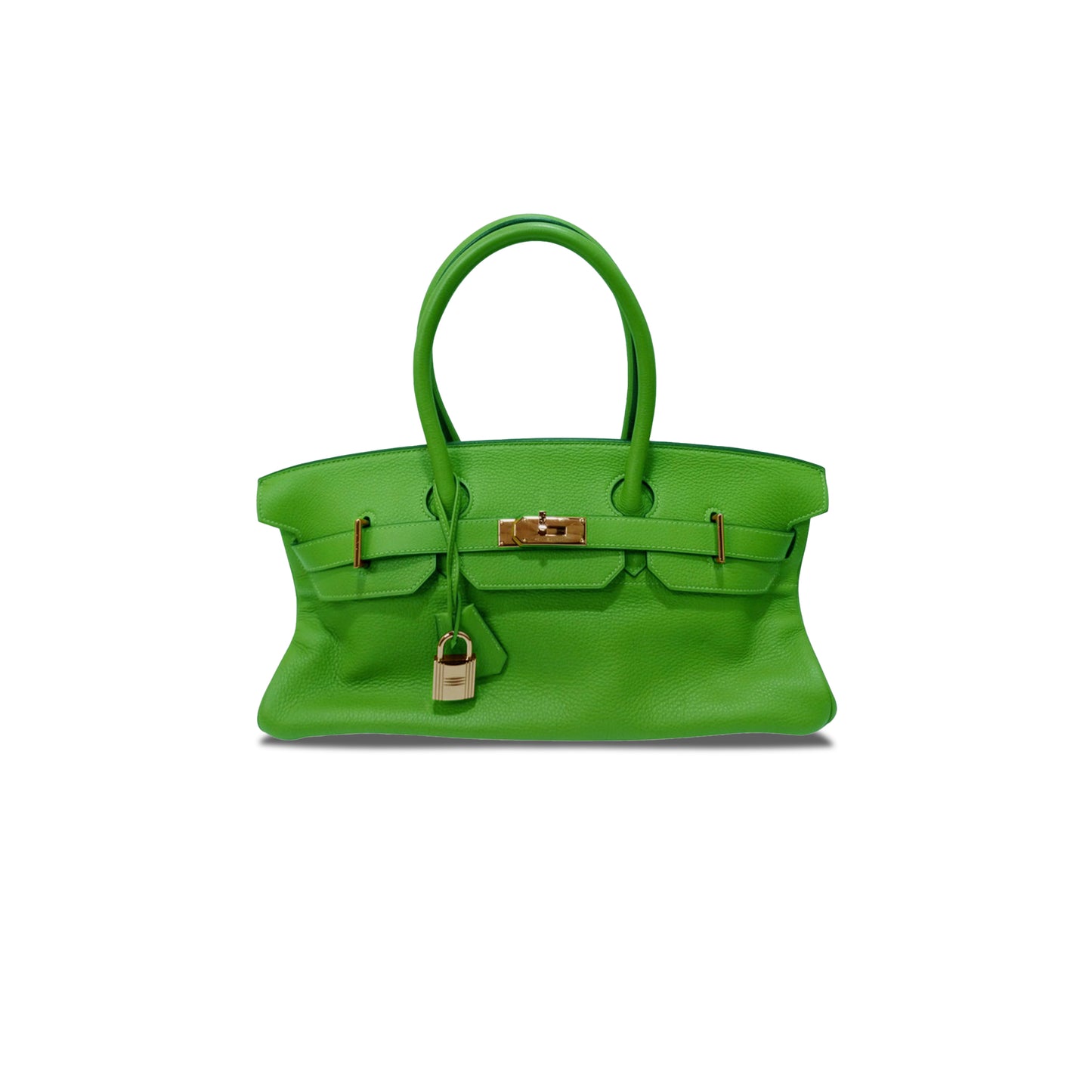 H**mes shoulder birkin 42 togo leather bamboo green gold buckle bag 78603232 (42*21*16cm)