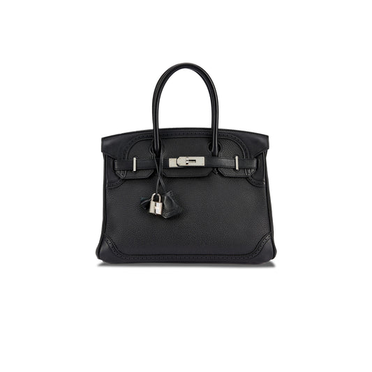H**mes birkin 30 wift with togo leather black silver buckle bag 195482 (30*22*15cm)