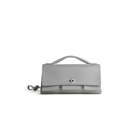 Ba1en*iaga women''s bel air clutch on strap small in cloud grey 8349432abaw1142 (26.9*13.9*5.3cm)