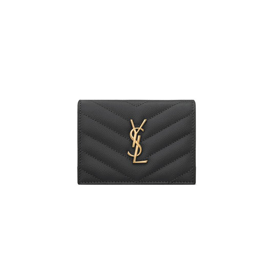 Y*L cassandre matelassÉ flap card case in grain de poudre leather 668290bowa11000 (11*8.5*3cm)