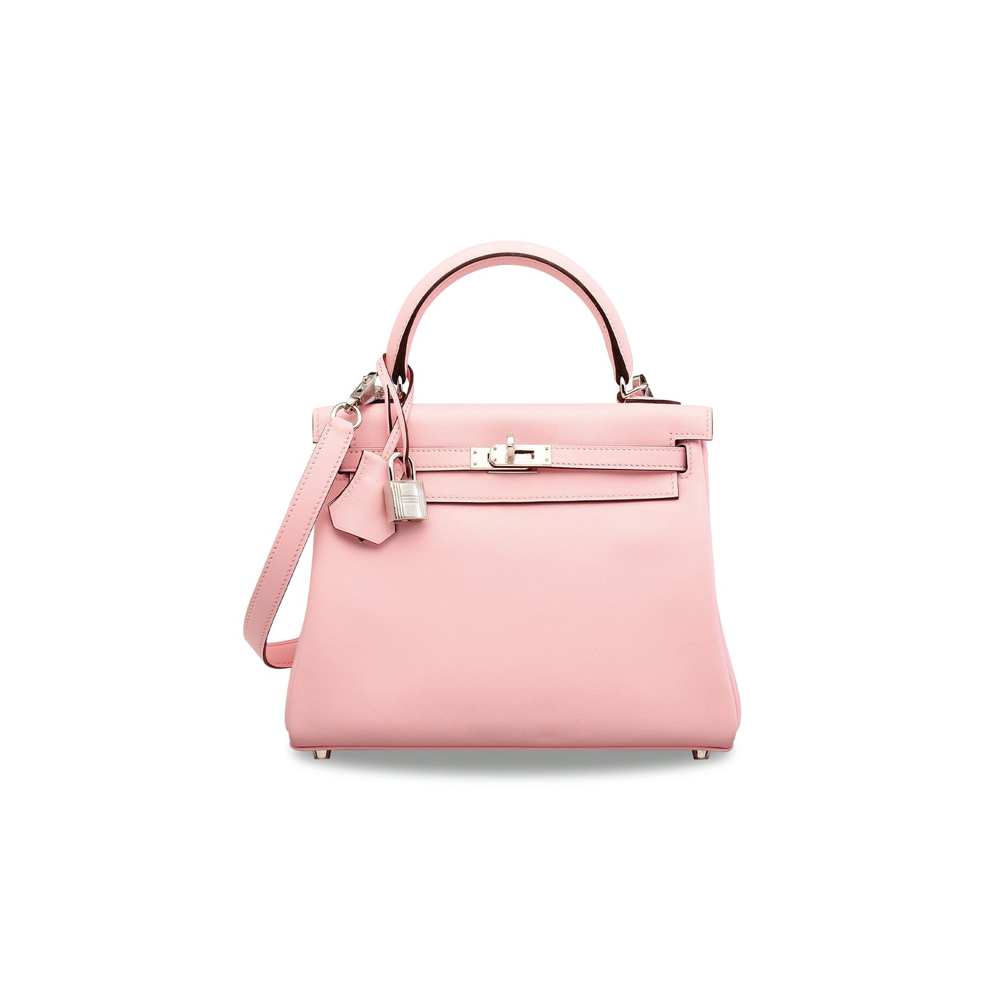 H**mes master a rose sakura swift leather retournÉ kelly 25 with palladium hardware (25*17*7cm)