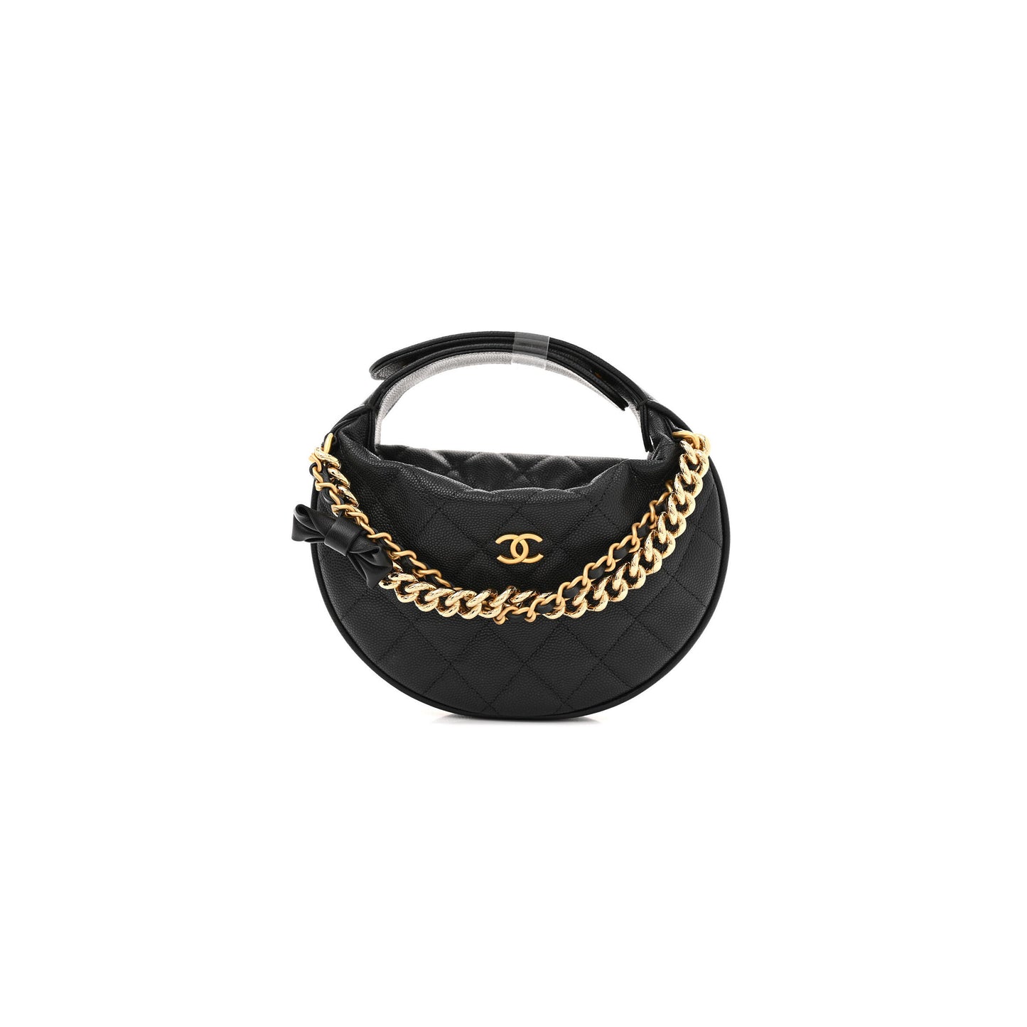Ch**el mini shiny caviar quilted bow pouch hobo black ap3943 (18*11*4cm)