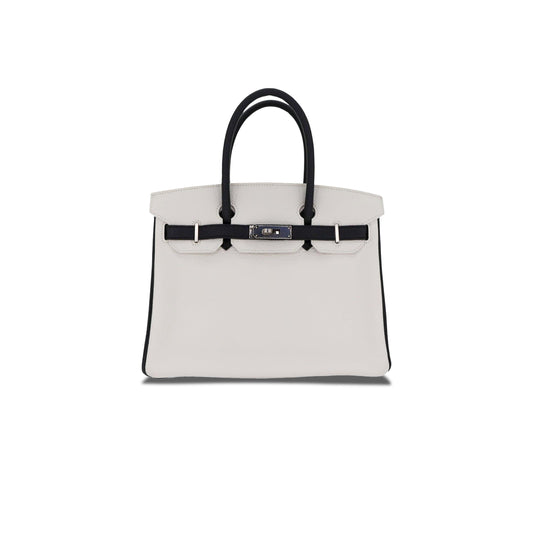 H**mes birkin 30 togo leather milkshake white silver buckle bag 2632222857052 (30*23*15cm)