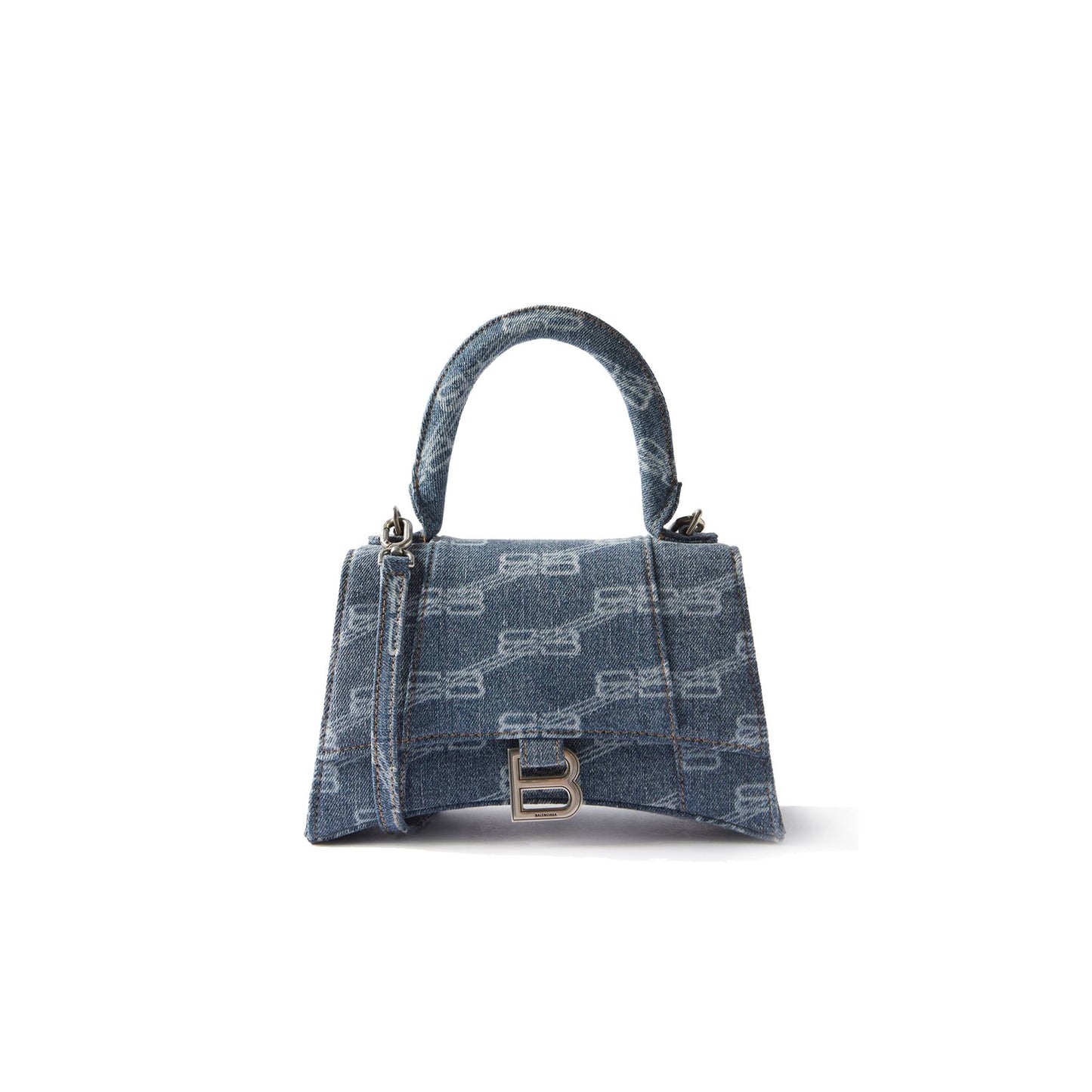 Ba*len*cia*ga blue hourglass monogrammed denim bag matchesfashion us (22.5*13.4*9.5cm)